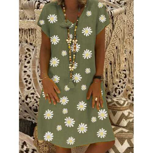 Floral Print V-neck Dress