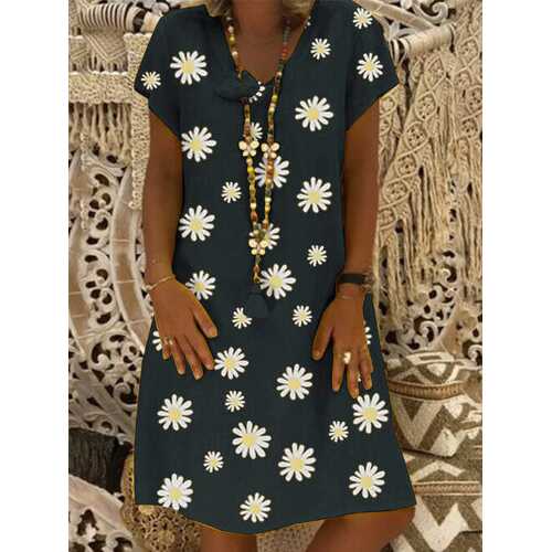 Floral Print V-neck Dress