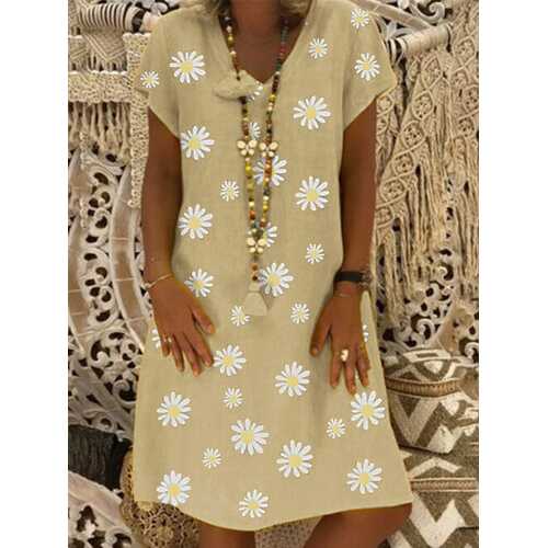 Floral Print V-neck Dress