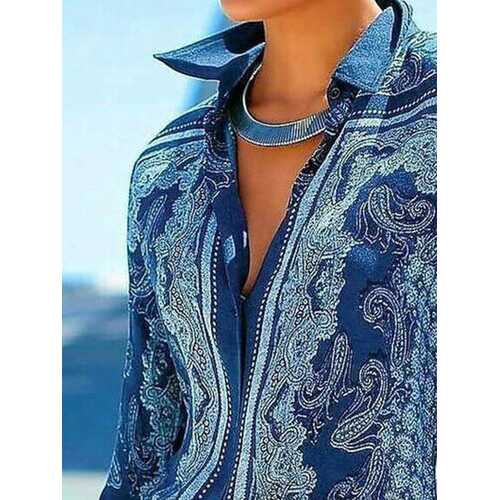 Vintage Printed Button Blouse