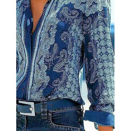 Vintage Printed Button Blouse