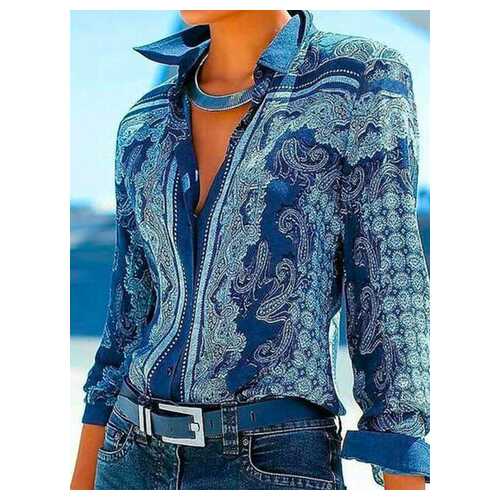 Vintage Printed Button Blouse
