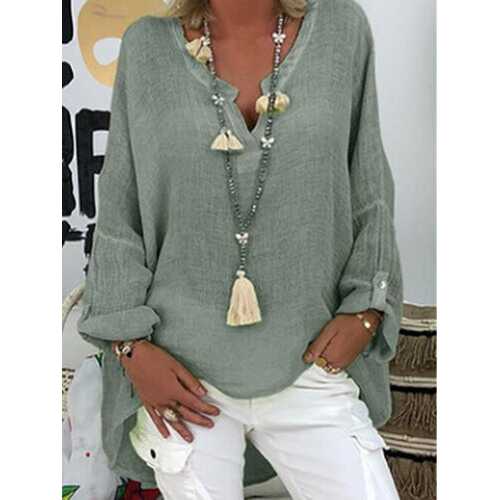 Solid Color Loose Blouse