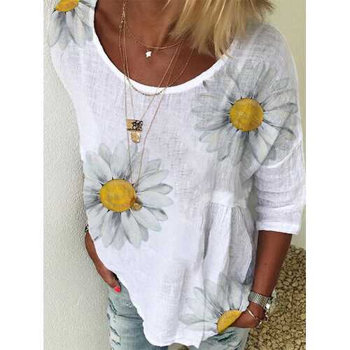 Chrysanthemum Floral Print Blouse