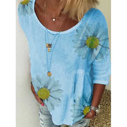 Chrysanthemum Floral Print Blouse