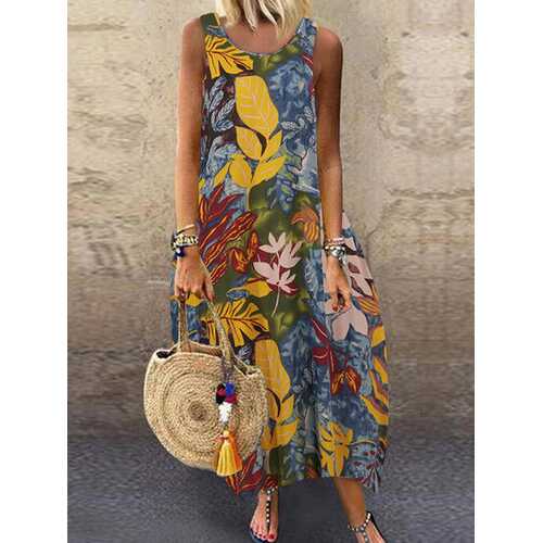 Flower Print Sleeveless Dress