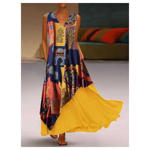Ethnic Print Layered Maxi Dress