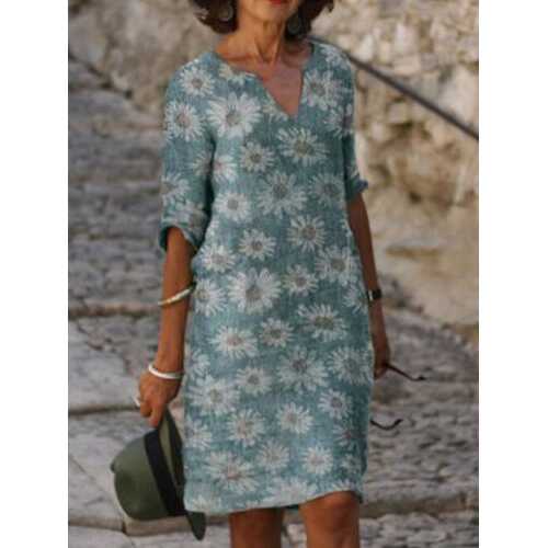 Flower Print Mid-length T-shirt