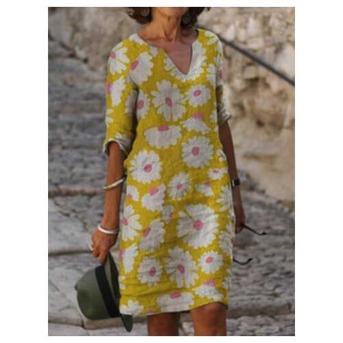 Flower Print Mid-length T-shirt