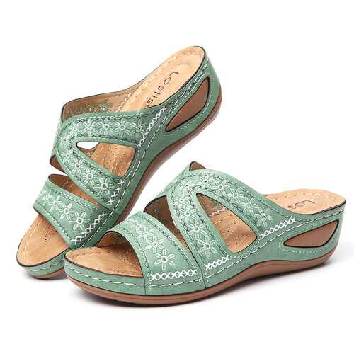 Handmade Flower Embroidered Sandals