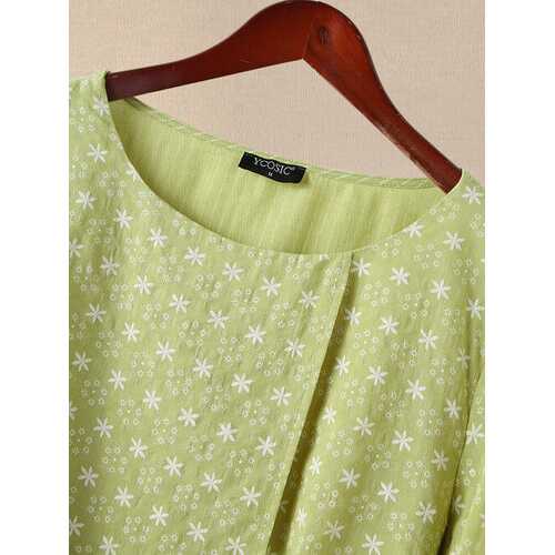 Floral Printed Striped Patchwork Blouse