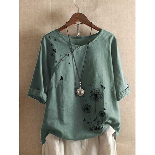 Flower Butterflies Print Blouse