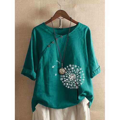 Flower Print Button Vintage Blouse