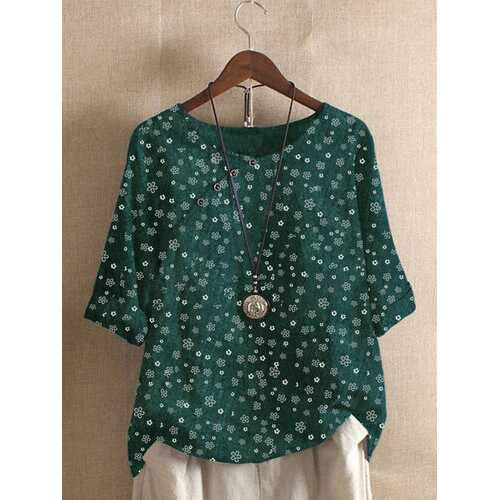 Vintage Floral Print Blouse