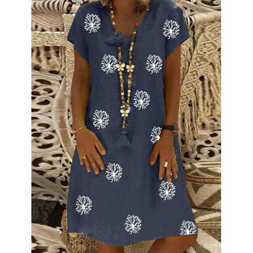 Floral Printed O-Neck Midi Dress