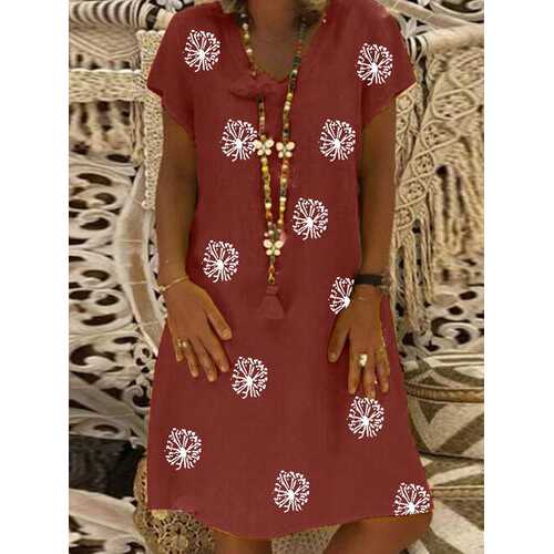 Floral Printed O-Neck Midi Dress