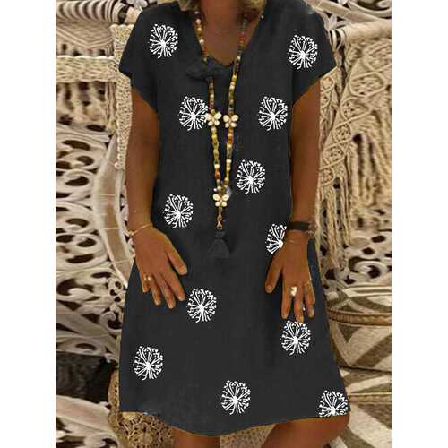 Floral Printed O-Neck Midi Dress