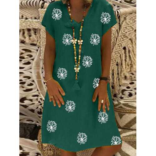 Floral Printed O-Neck Midi Dress
