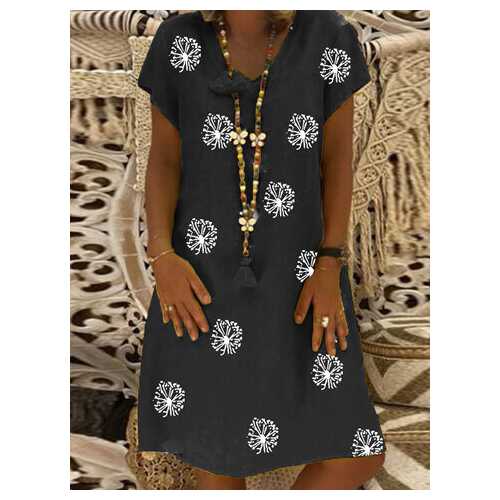 Floral Printed O-Neck Midi Dress