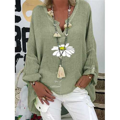 Daisy Floral Printed V-neck Blouse