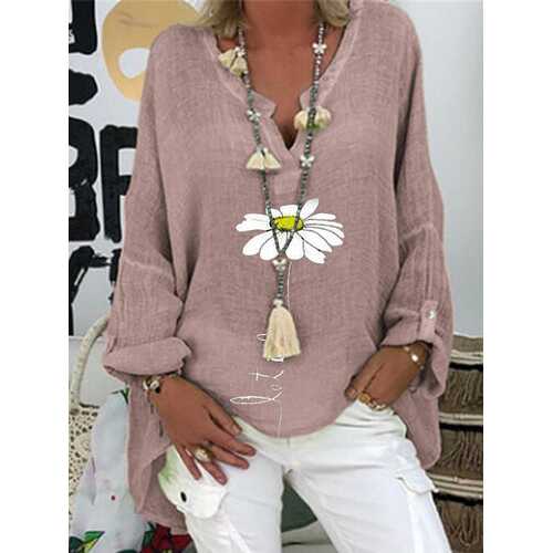 Daisy Floral Printed V-neck Blouse
