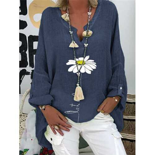 Daisy Floral Printed V-neck Blouse
