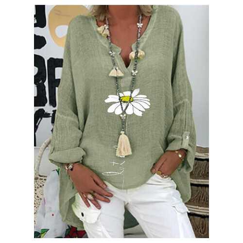 Daisy Floral Printed V-neck Blouse