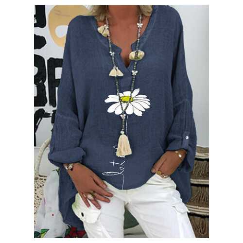 Daisy Floral Printed V-neck Blouse