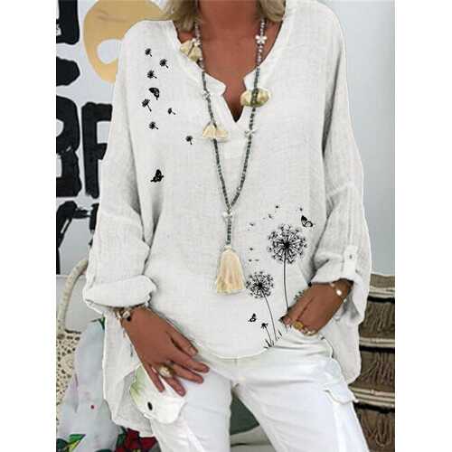 Flower Butterflies Print Blouse