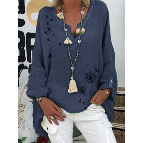 Flower Butterflies Print Blouse