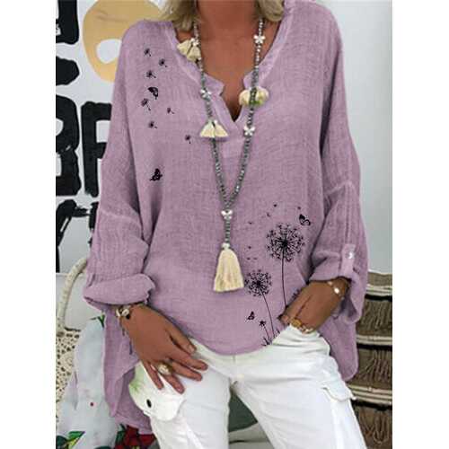 Flower Butterflies Print Blouse