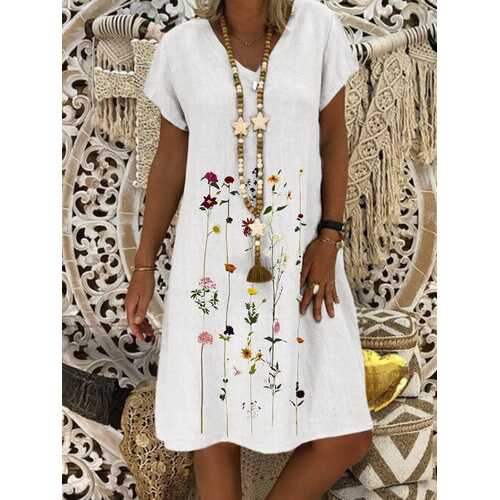 Casual Floral Printed Midi Dress