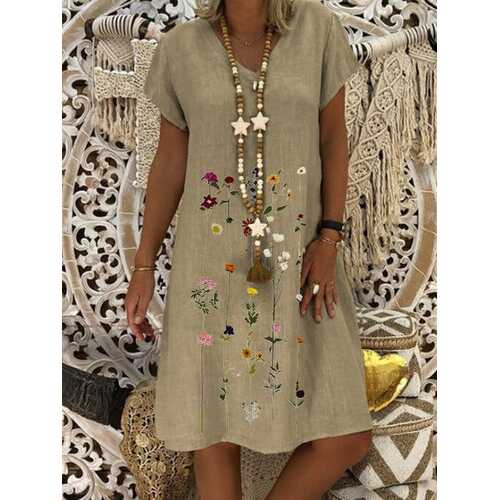 Casual Floral Printed Midi Dress