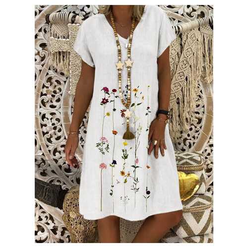 Casual Floral Printed Midi Dress