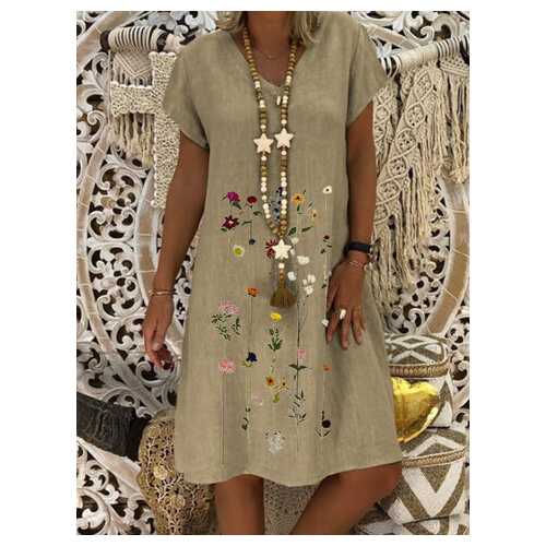Casual Floral Printed Midi Dress