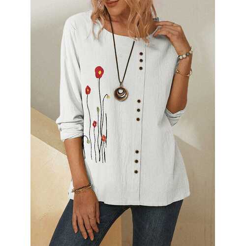 Flower Embroidery Blouse