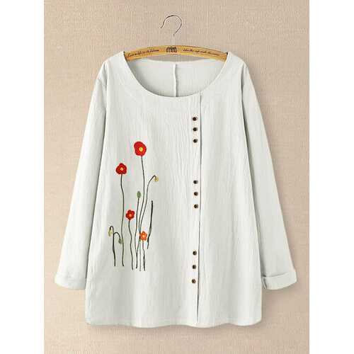 Flower Embroidery Blouse