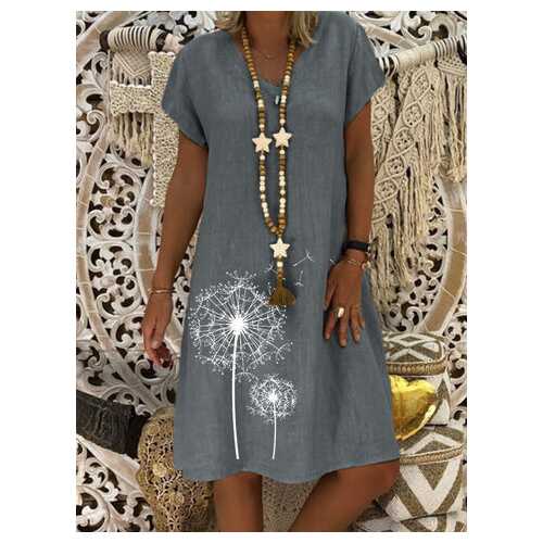 Casual Floral Printed Midi Dress