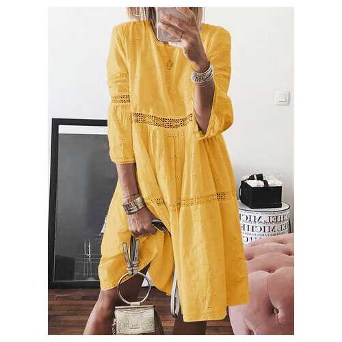 Solid Color Lace Hollow Out Dress