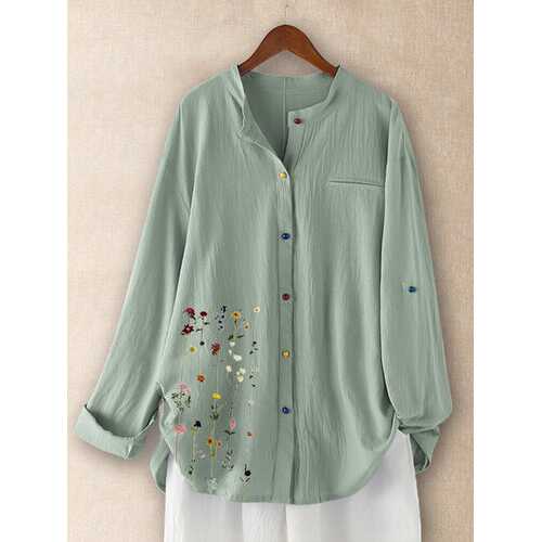 Flower Printed Long Sleeve Blouse