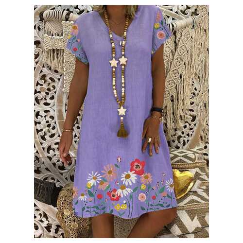 Floral Printed V-neck Midi Dress