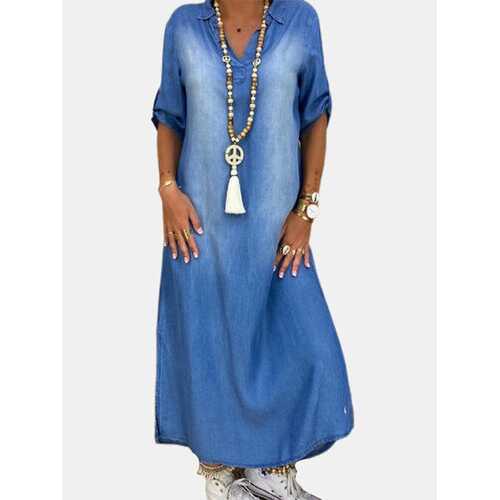 Vintage Denim Split Dress