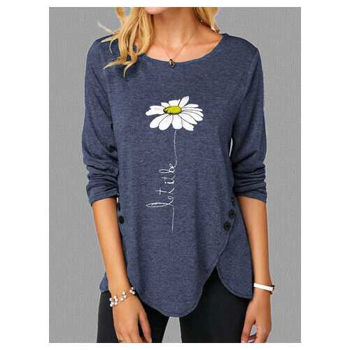 Daisy Floral Printed O-Neck Blouse