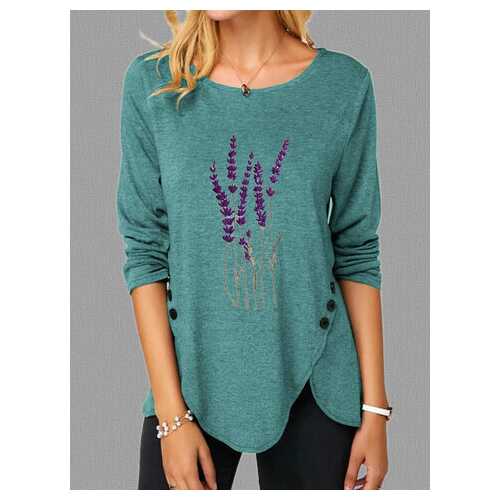 Lavender Embroidery O-Neck Blouse