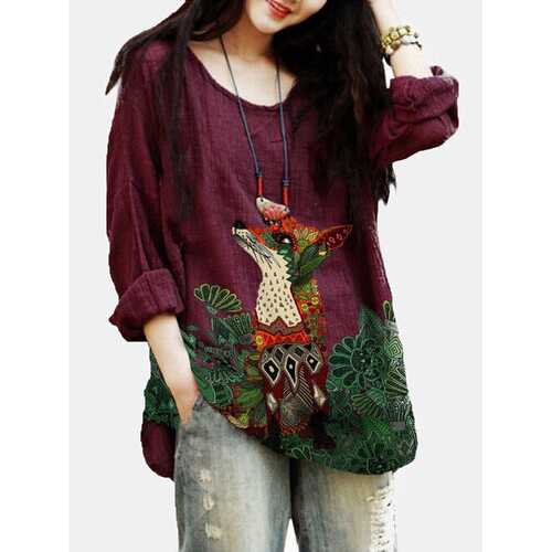 Animal Printed Long Sleeve Blouse