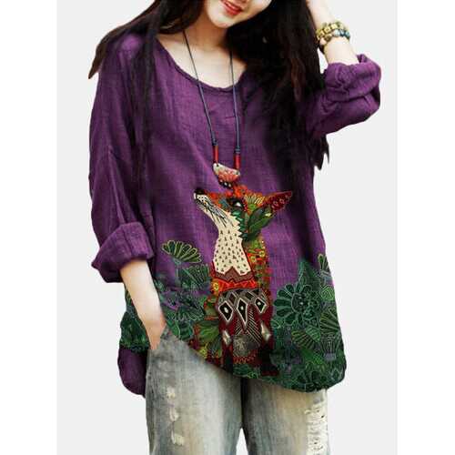 Animal Printed Long Sleeve Blouse