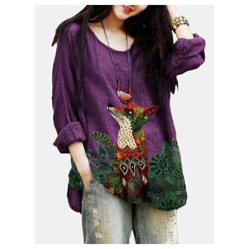 Animal Printed Long Sleeve Blouse