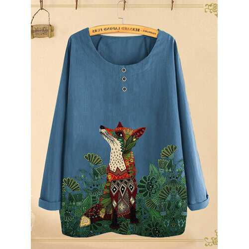 Animal Printed Long Sleeve Blouse