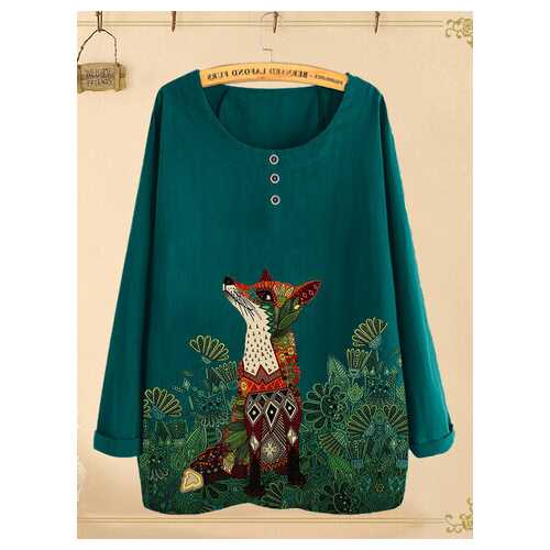 Animal Printed Long Sleeve Blouse