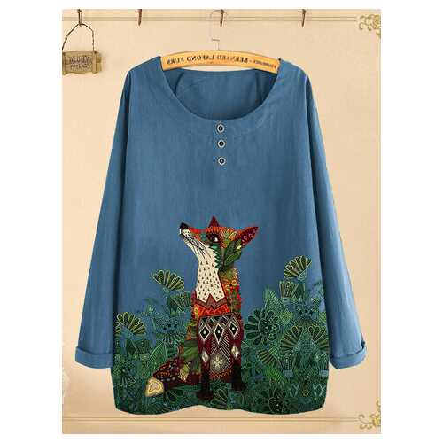 Animal Printed Long Sleeve Blouse